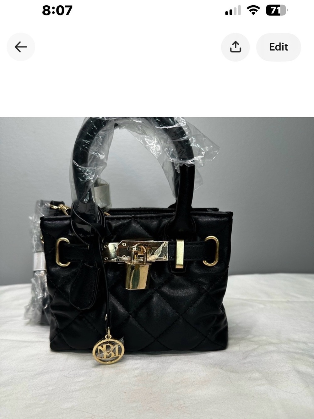 Badgley Mischka Mini Diamond Quilted Tote with Front Lock